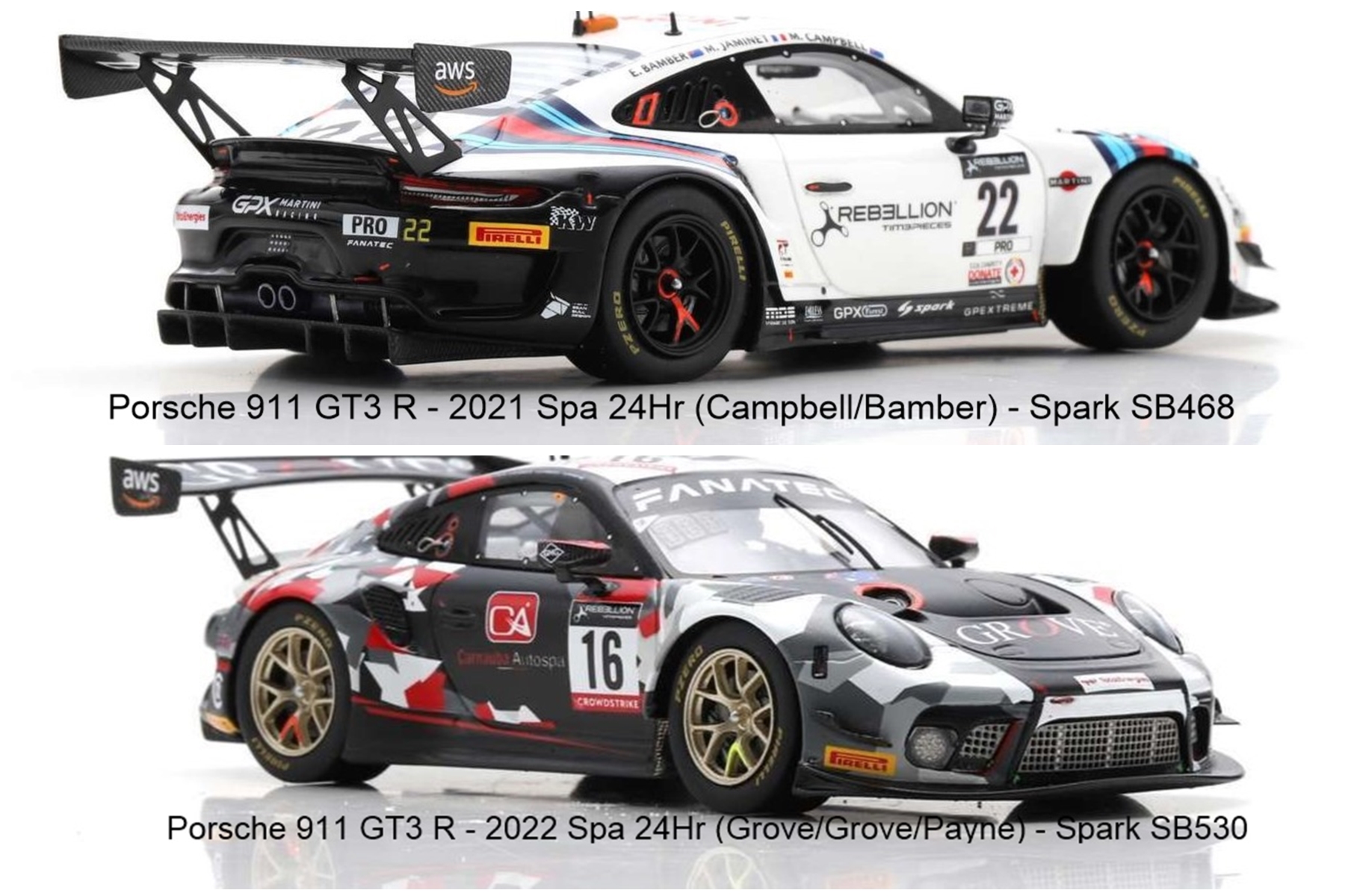 Two Porsche 911 GT3 R at Spa