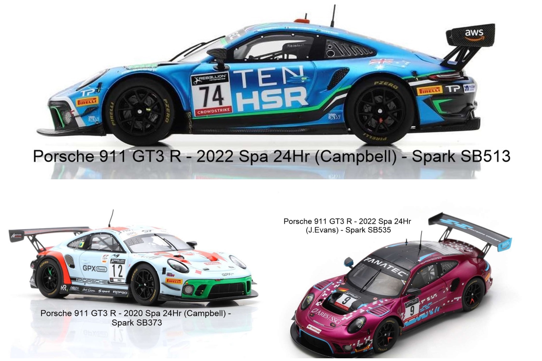 Three Porsche 911 GT3 R raced at Spa